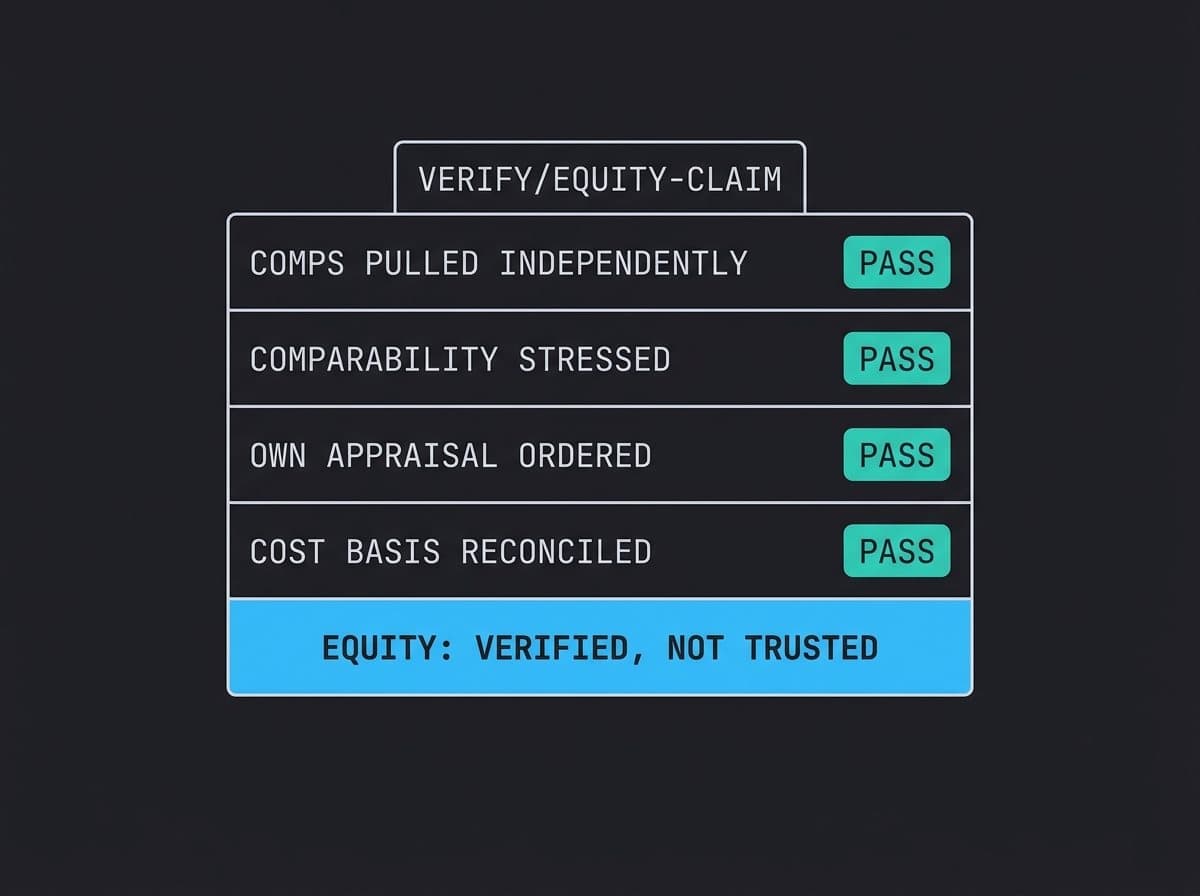 Checklist of the four equity-verification steps, all passing